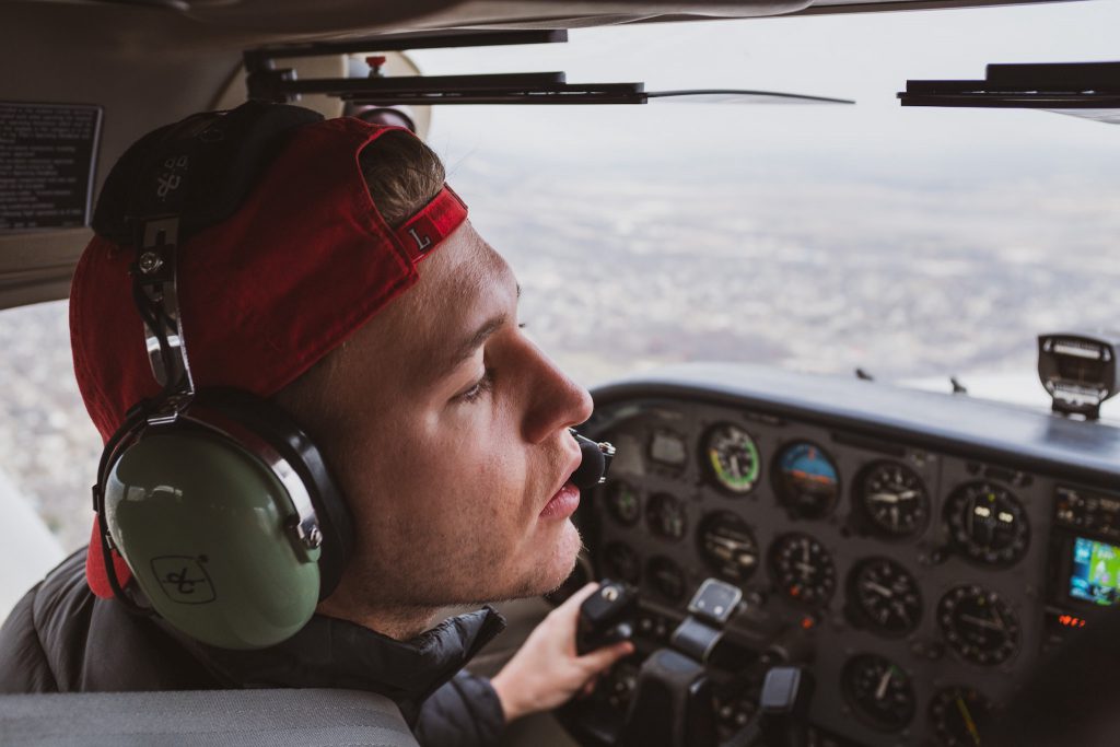 Luke Enders in Cessna 172R cockpit