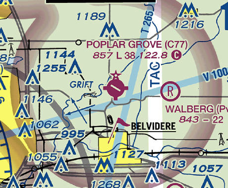 Aeronautical chart of Poplar Grove airport (C77)